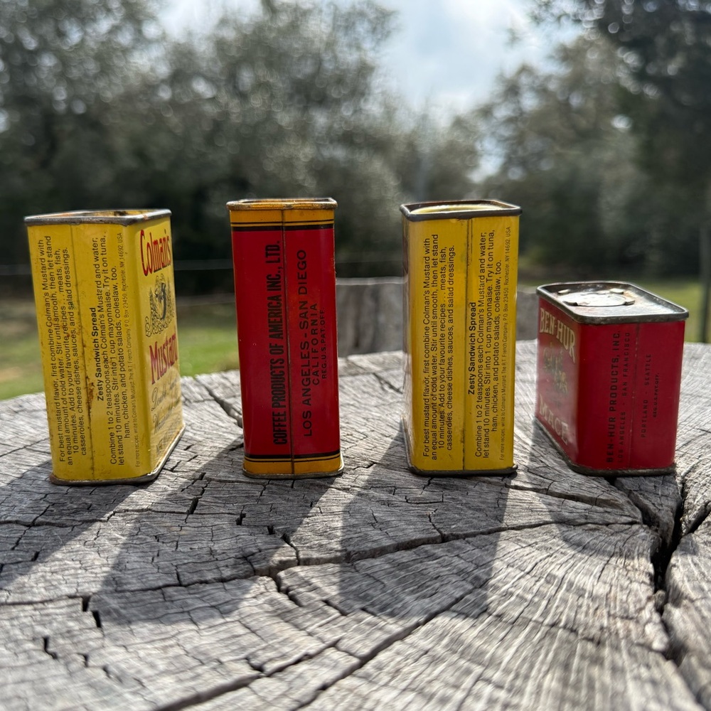 Vintage Mustard and Spice Tins - Yellow and Red - Picture 2 of 3